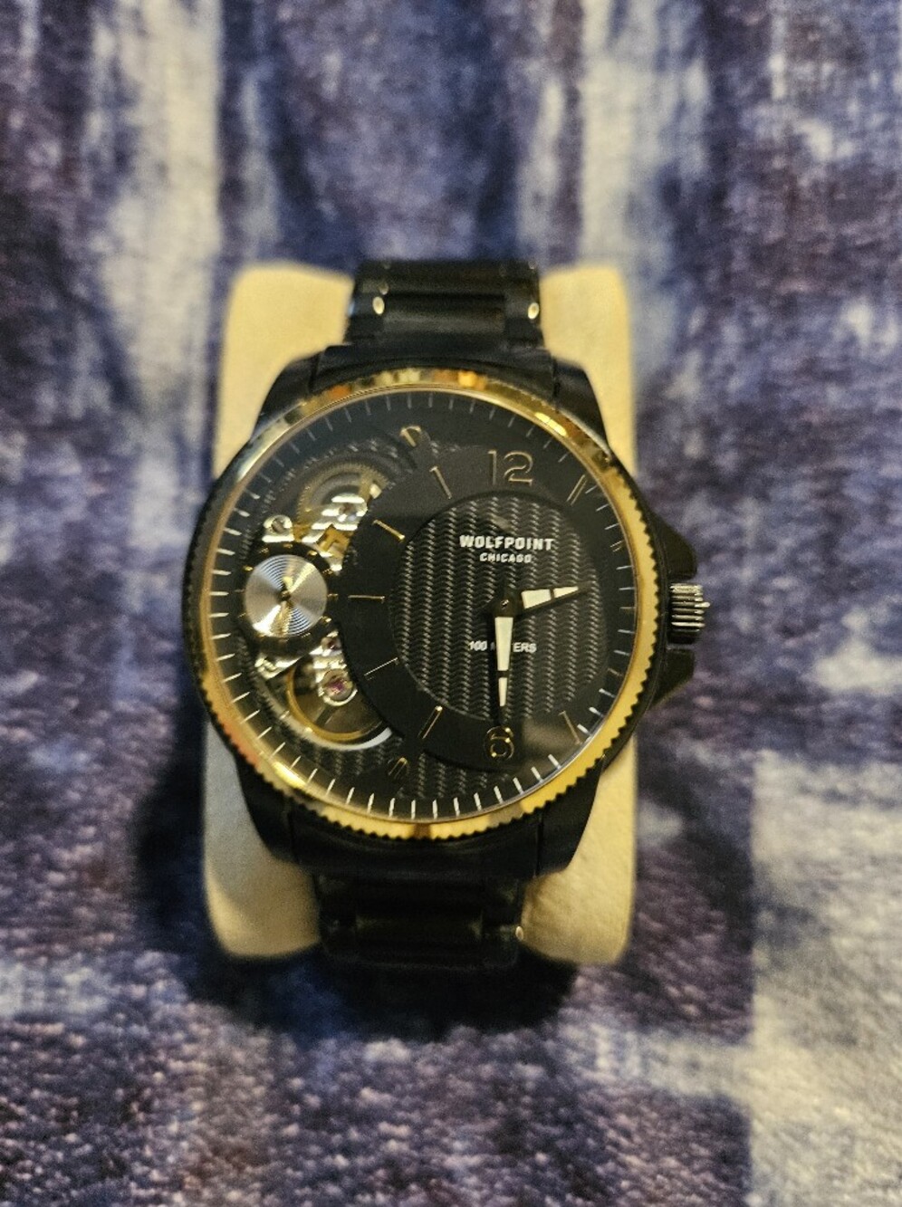 Panther BLACK _Black & Gold Men's Dual Movement Watch